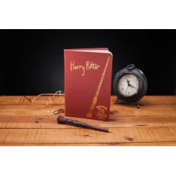Harry Potter  - Notebook and Wand/Pen - Block Notes con Penna/Bacchetta - Hogwarts Crest